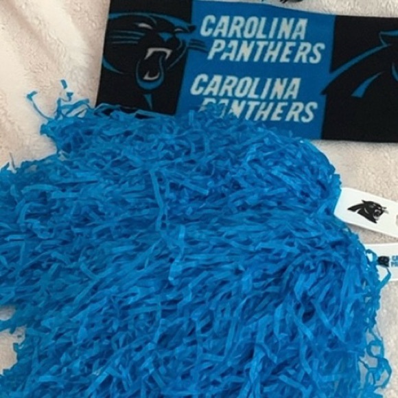 Carolina Panthers Mini Pom Poms, Bead Necklaces, Fleece Scarf - Picture 10 of 11